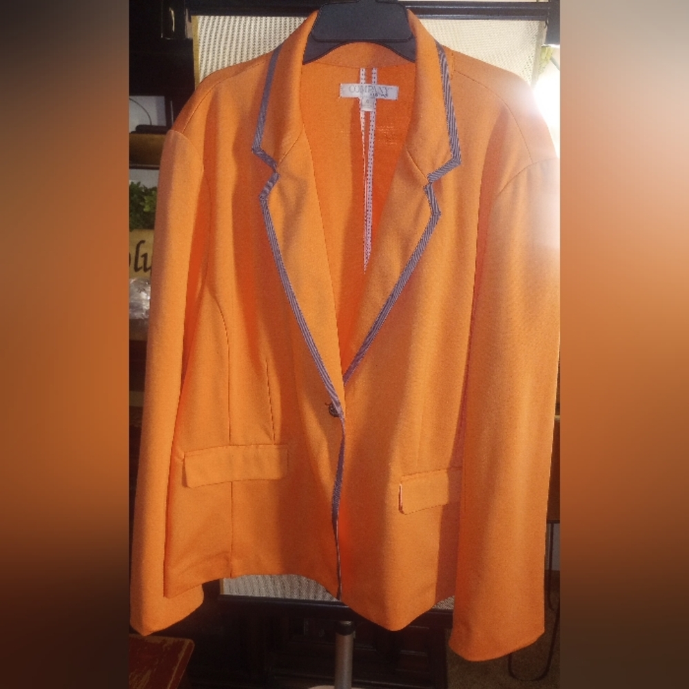 Ellen Tracey Blazer, size XL, coral trimmed in grey